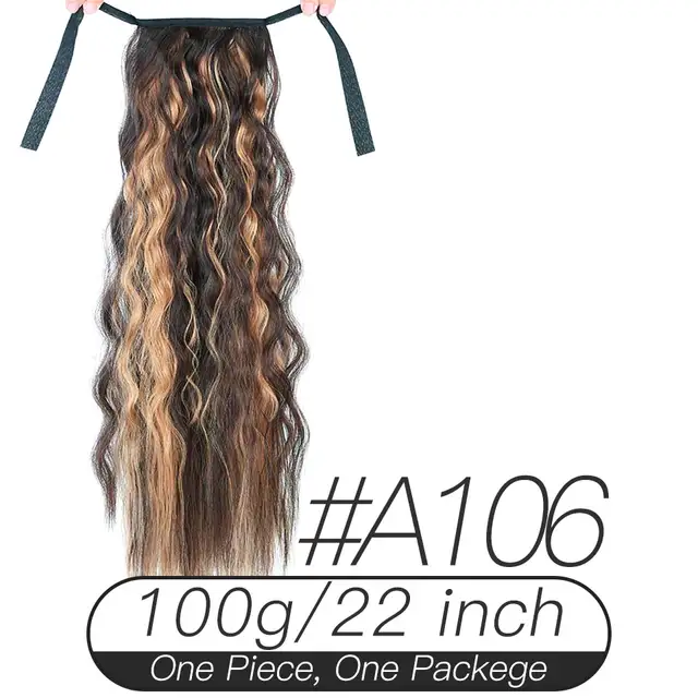 Xnaira Afro Fake Hair Bun Piece Blonde Long Straight Drawstring