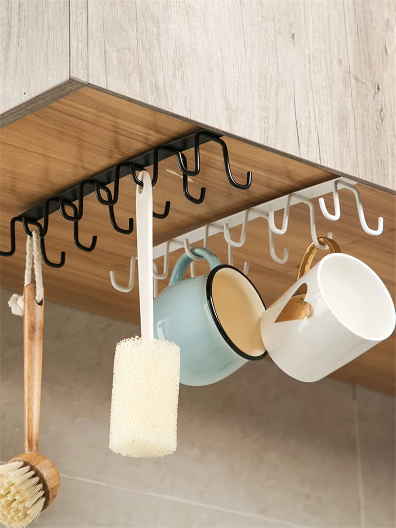 

Hook Hole-free Kitchen Hook Kitchen Wall-mounted Shelf Iron Hooks Home Kitchen Cabinet Wall Door Holder Hook Clothes Hanger Orga