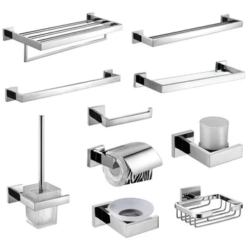 Chrome Polished Toilet Paper Holder Towel Rack Hook Bathroom Accessories Stainless Steel Bathroom Hardware Set Wall Mount QA8900 1