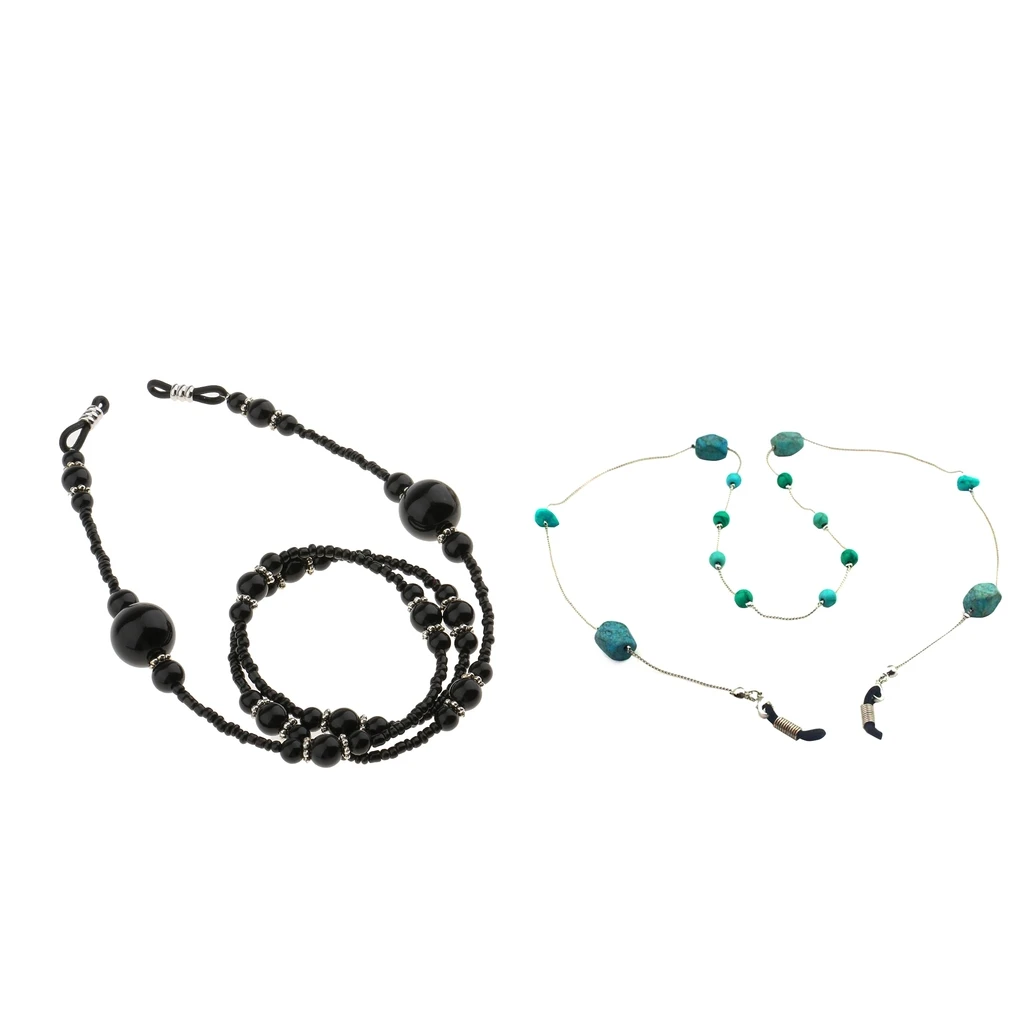 2 Pieces Boho Beads Eyeglass Chain Sunglass String Holder Strap Neck Strap Cord Lanyard Rope Necklace 65cm 70cm 