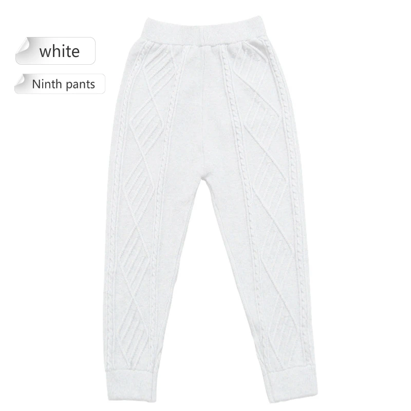 Рельефные трикотажные укороченные брюки новые трикотажные длинные брюки размера плюс зимние женские брюки с талией свободные длинные брюки - Цвет: white Ninth pants