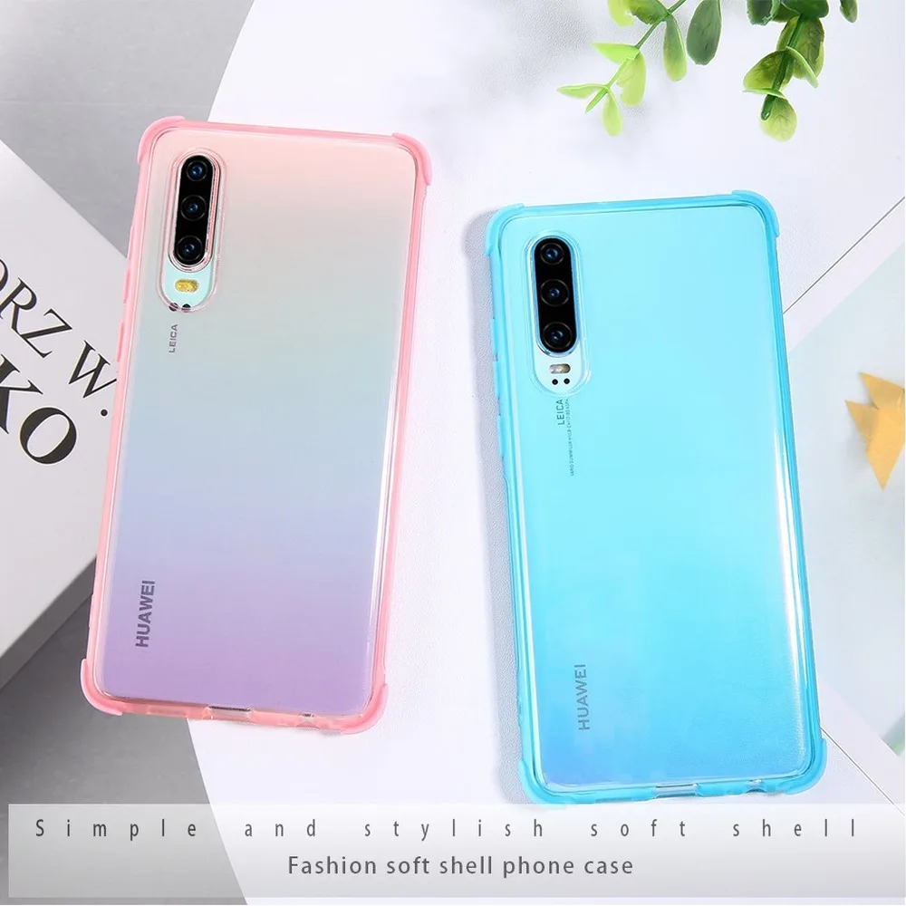 Simple Transparent Phone Case for Huawei P30 Lite Mate 20 Pro Anti-knock Soft TPU Silicone Solid Color Back Cover |