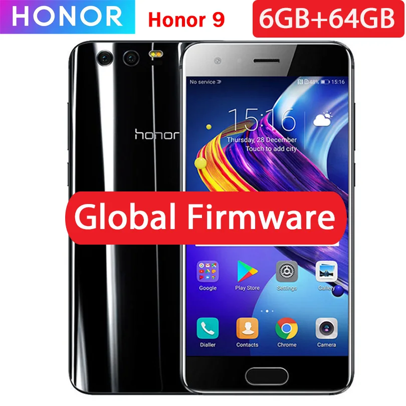 HUAWEI Honor 9 глобальной прошивки 6 ГБ ОЗУ 64 Гб ПЗУ 5 15 дюйма 1920*1080 восемь ядер мобильный