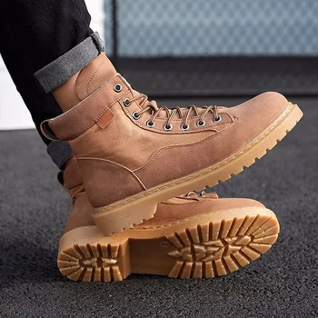 

Men's Boots 2020 Leather Comfortable Winter Shoes Male Motorcycle Men Ankle Boots Men Oxfords Snow Shoes Men Work Boots Platform
