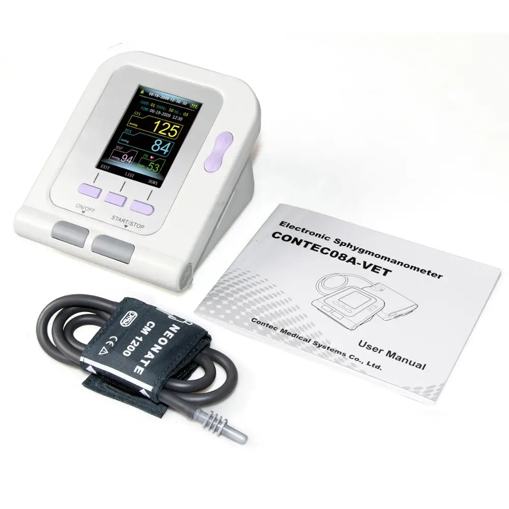 CONTEC 08A-VET Digital Blood Pressure Monitor, Veterinary/Animal NIBP+SPO2 Probe(Optional) Three Cuffs, Power Adapter blood pressure monitor blood pressure meter
