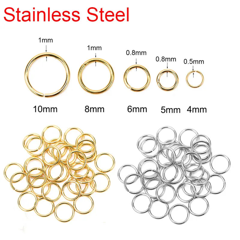 50/100 Pcs/lot 4 12mm En Acier Inoxydable Ouvert Double Anneaux De Saut Pour Clé Double Anneaux