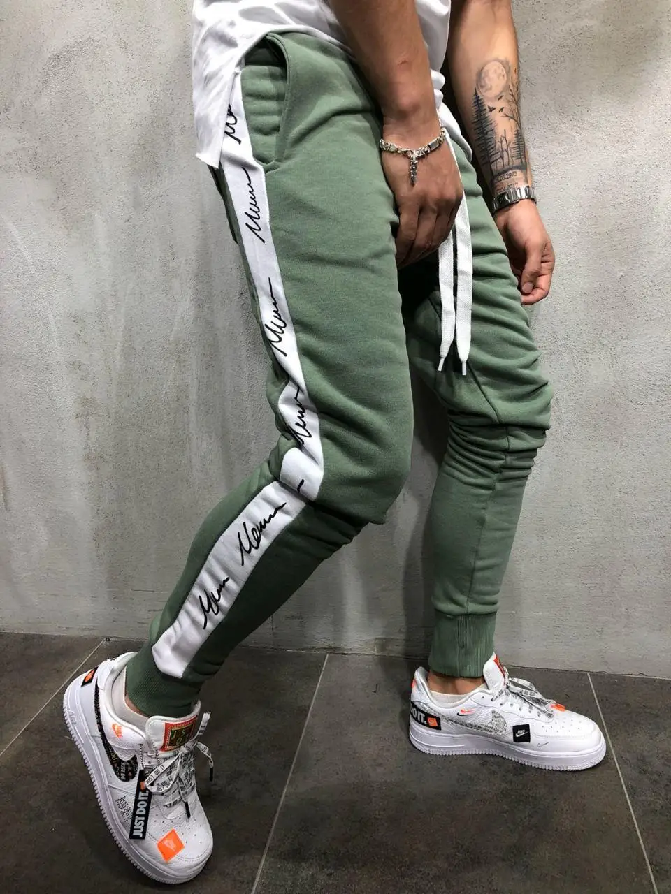 Premium Green Jogger Sweatpants With 