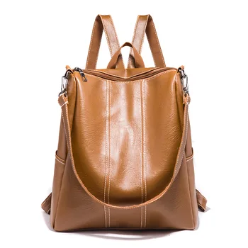 

HGCBB 11L Fashion Women Leather Backpack Female 2020 Classic School Travel Backpacks Bag Woman Vintage Back Pack Black Brown