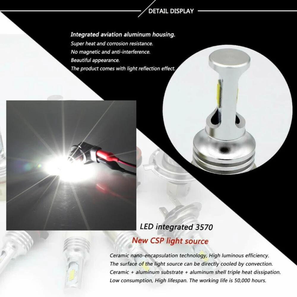 2 шт. H4 HB2 9003 12 V-24 V 160W Автомобильный светодиодный головной светильник противотуманные лампы накаливания Conversion Kit Высокое/ближнего света 10000LM 6000 К вождение автомобиля светильник