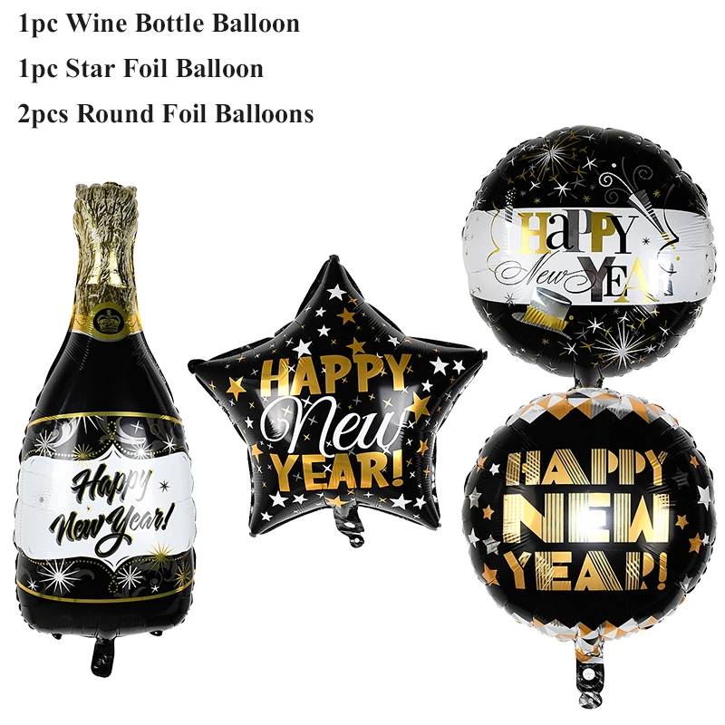 4pcs Balloons Цвета: черный, золотистый вечерние поставки одноразовая посуда Happy год шар бумажный стаканчик, тарелка набор соломинок для День рождения украшения - Цвет: 4pcs Balloons