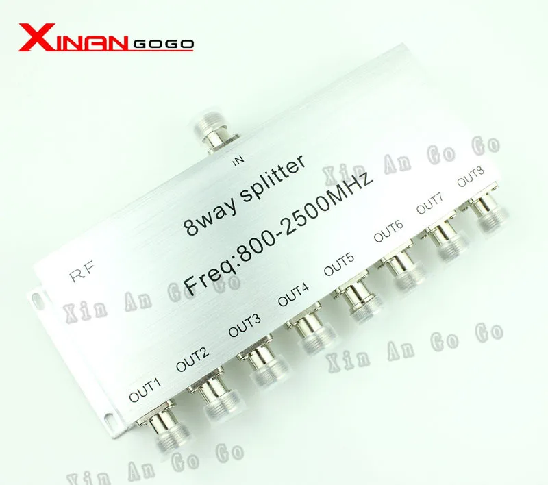 

New 8 Way N Power splitter Freq:800-2500 MHZ N female power divider signal cable splitter female divider Free shipping
