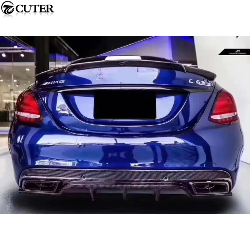 W205 седан C300 PD Стиль углеродного волокна задний бампер для губ Диффузор для Mercedes-Benz W205 C180 C200 спортивный бампер 15-UP