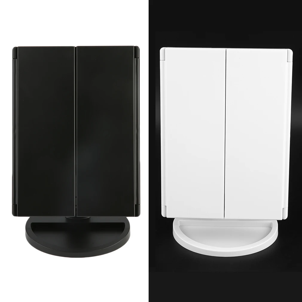 Portable Three Folding Table LED Lamp Luminous Makeup Mirror Cosmetic Adjustable Tabletop Countertop 16 LED lights 3