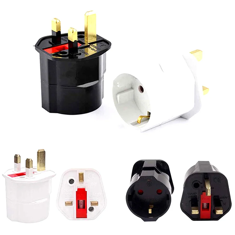 Plug Adapter EU to UK 2 Pin Socket 250V 13A Fused