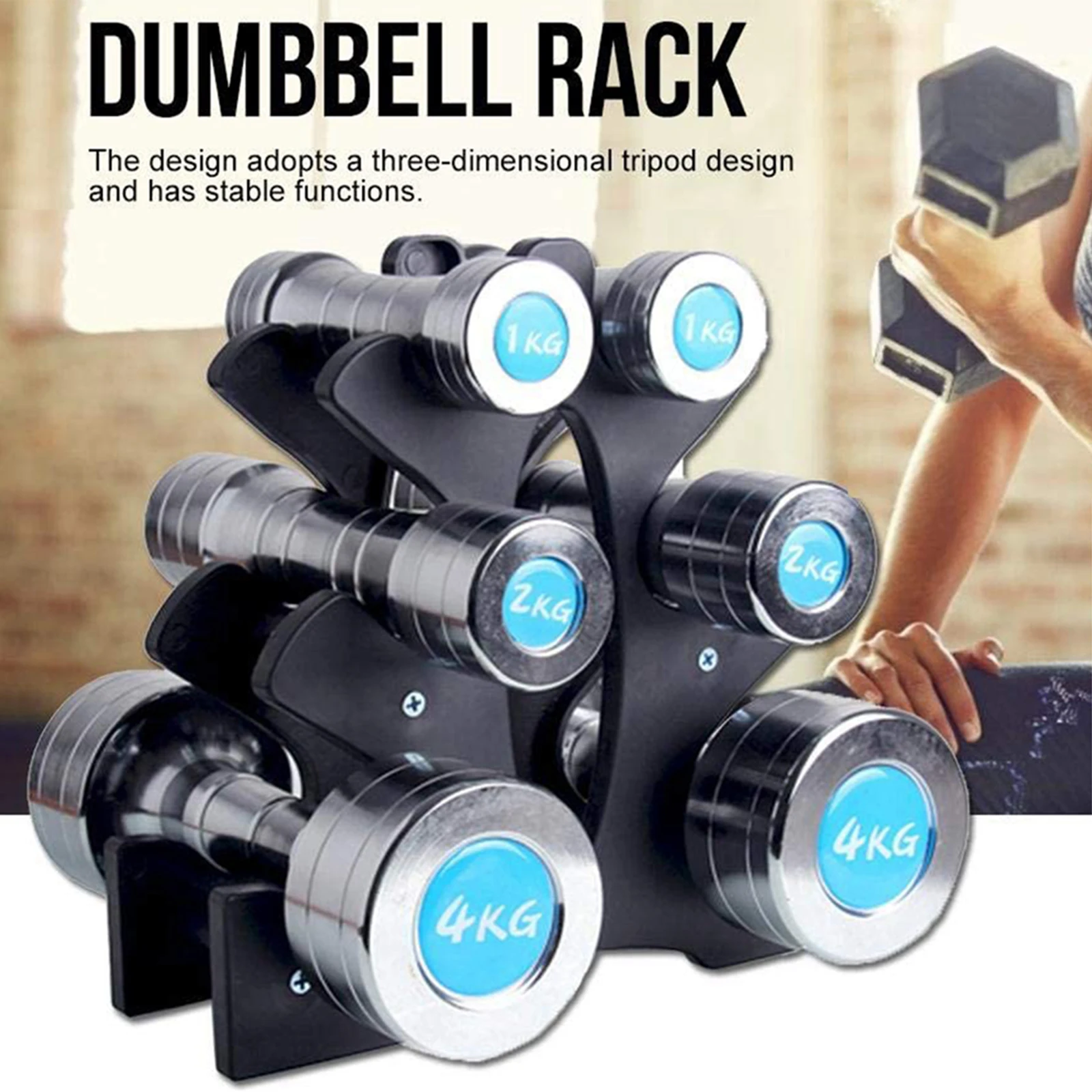 Dumbbell Rack Stable Hand Weights Holder 6 Dumbbells Tree Stand Accessories