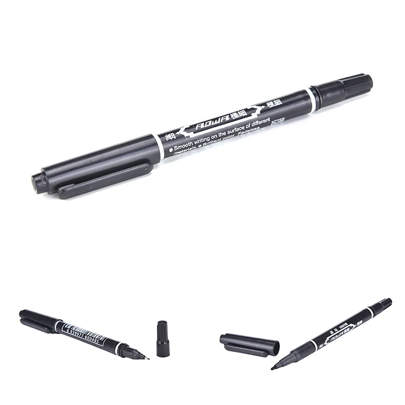Newest 2Pcs Dual-Tip Black Tattoo Skin Marker Piercing Marking Pen Tattoo Supply For Permanent Makeup