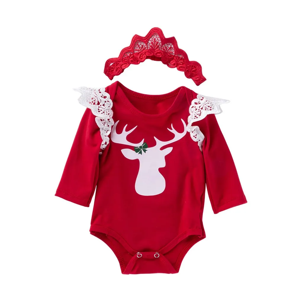 Мой первый Рождественский комбинезон с принтом для новорожденных мальчиков и девочек+ повязка на голову, комплект одежды, conjunto infantil menino#3