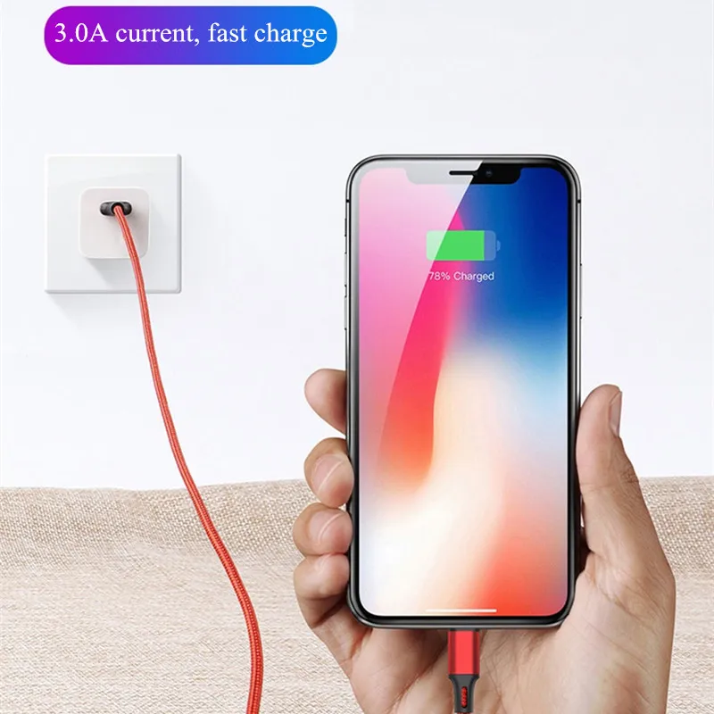 3 в 1 USB кабель для iPhone XR 11 Pro Max X 8 7 samsung S9 Xiaomi 2 в 1 usb-c Micro type C 3,0 A Быстрая зарядка кабель usb