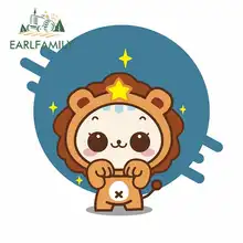EARLFAMILY 13cm x 8.1cm Lion Constellation Cartoon Funny Car Stickers RV VAN 3D DIY Fine Decal Bumper JDM Trunk Truck Graphics