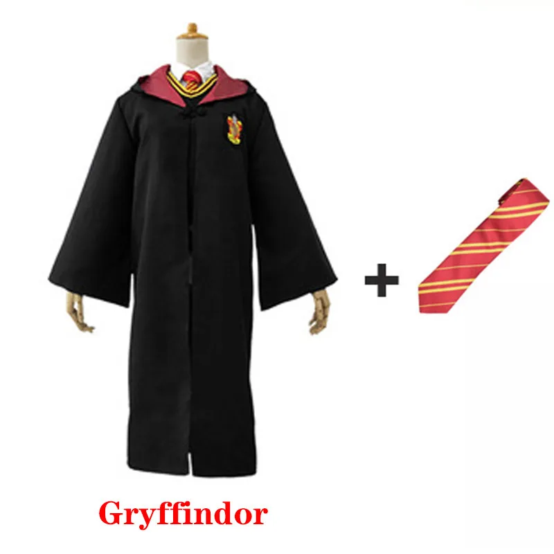 Gryffindor with Tie 45 маскарадный костюм Поттер Волшебный халат накидка костюм галстук шарф палочка очки Ravenclaw Гриффиндор Hufflepuff Слизерин подарок Поттер - Цвет: Gryffindor with Tie