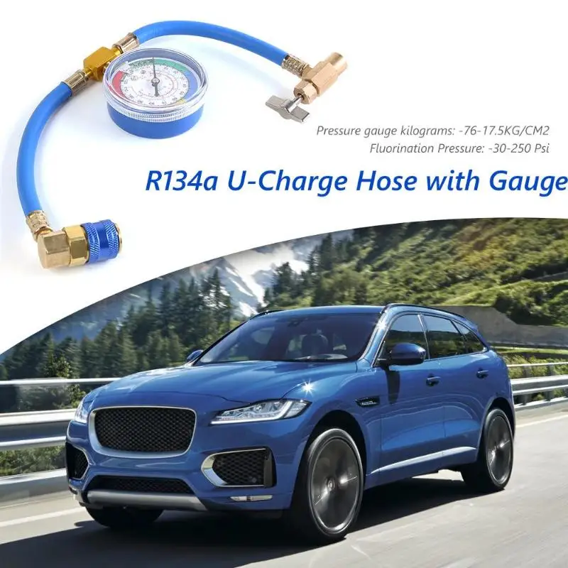 Low Side R134a Car Air Conditioner Refrigerant Charging Recharge Hose with Gauge Practical Operation Simple Conveninently