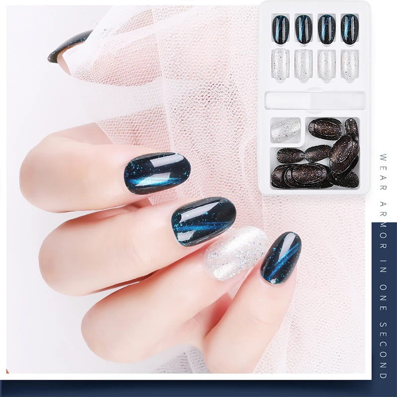 

PinPai 30pcs Full Cover UV Gel Glitter False Nail Artificial Tips for Decorated Design Press On Nails Art Fake Extension Tips