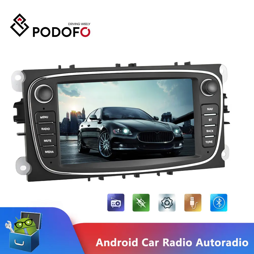 Podofo Автомагнитола 2 Din 7 ''сенсорный экран автомобильный мультимедийный плеер
