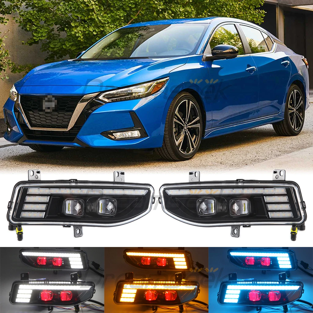 jialaiwo LED DRL Light Dual Color for Nissan Sentra 2020 Only for 2020 Fog Lamp Decorative Automotive Lights Exterior Accessories Model B 1 Pair 