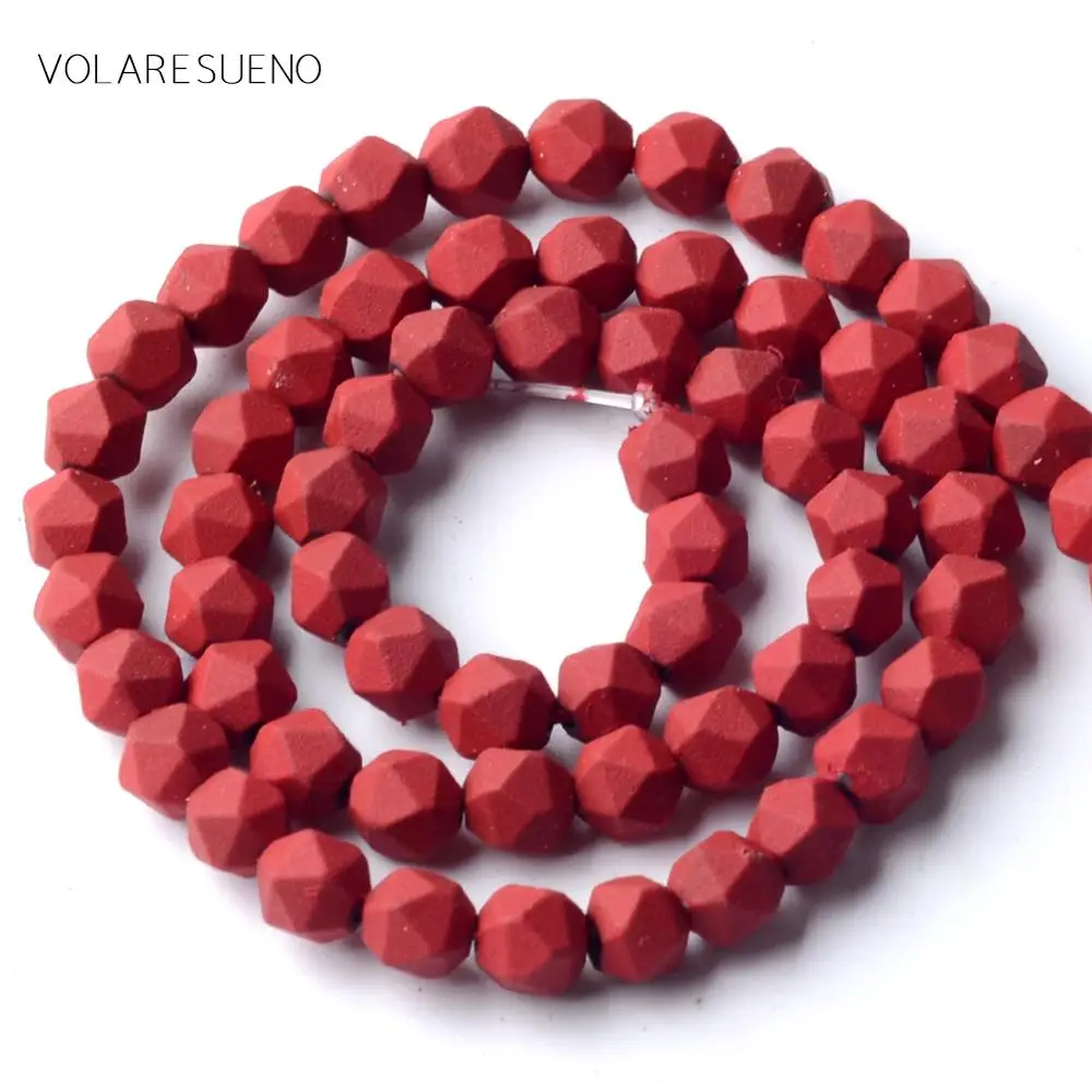 6mm Natural Faceted Dull Polished Red Hematite Stone Beads For Jewelry Making Spacer Loose Diy Bracelet Strand 15&quot | Украшения и