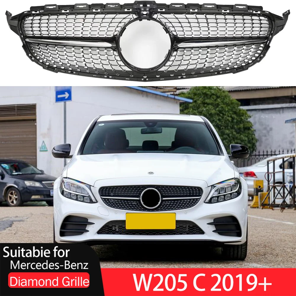 Schwarz Silber Diamanten Stil Kuhlergrill Auto Umrustung Fur Mercedes Benz C Klasse W205 C450 C250 C180 C200 C220 2019 Racing Grills Aliexpress