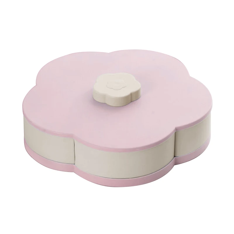 Двухэтажный цветочный дизайн, вращающаяся пластиковая коробка для хранения, свадебные сухие фрукты, конфеты, Снэк, ящик для хранения косметики, органайзер для ювелирных изделий - Цвет: Pink Single L