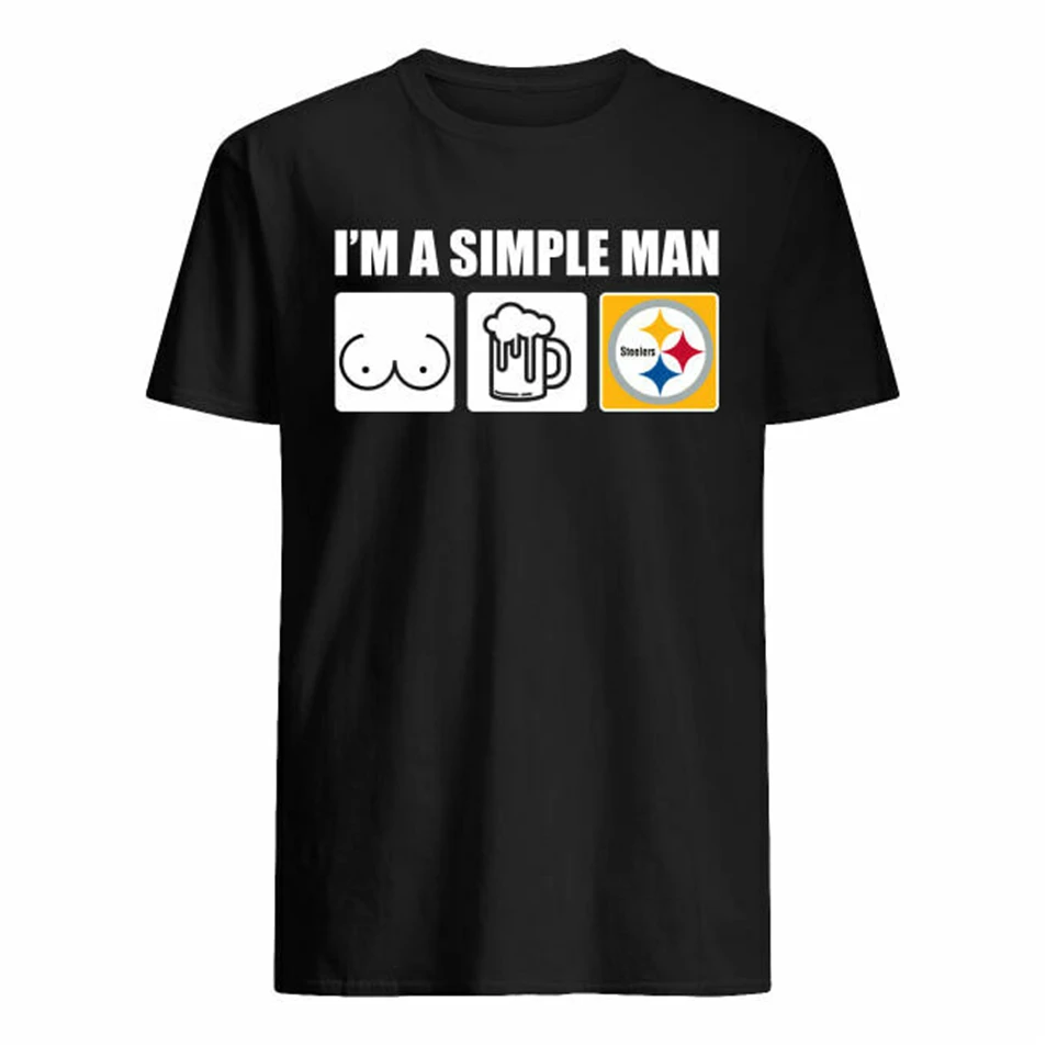 I'm A Simple Man I Like Boobs Beer And Steelers футболка для тренажерного зала фитнеса|Футболки| |