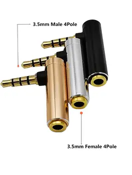 

Gold-plated Connector 3.5 jack Right Angle Female to 3.5mm 4Pole Male Audio Stereo Plug L Shape Jack Adapter Connector