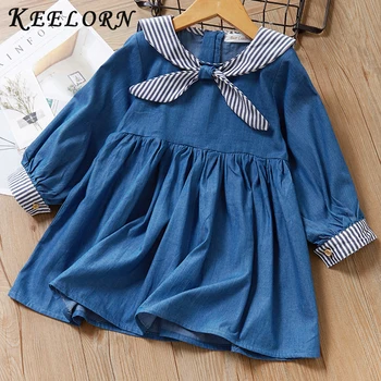 

Keelorn Girls Dress New Spring Winter Kids Navy Style School Clothes Children Clothing Cartoon Toddler Baby Girls Dress For 3-7Y