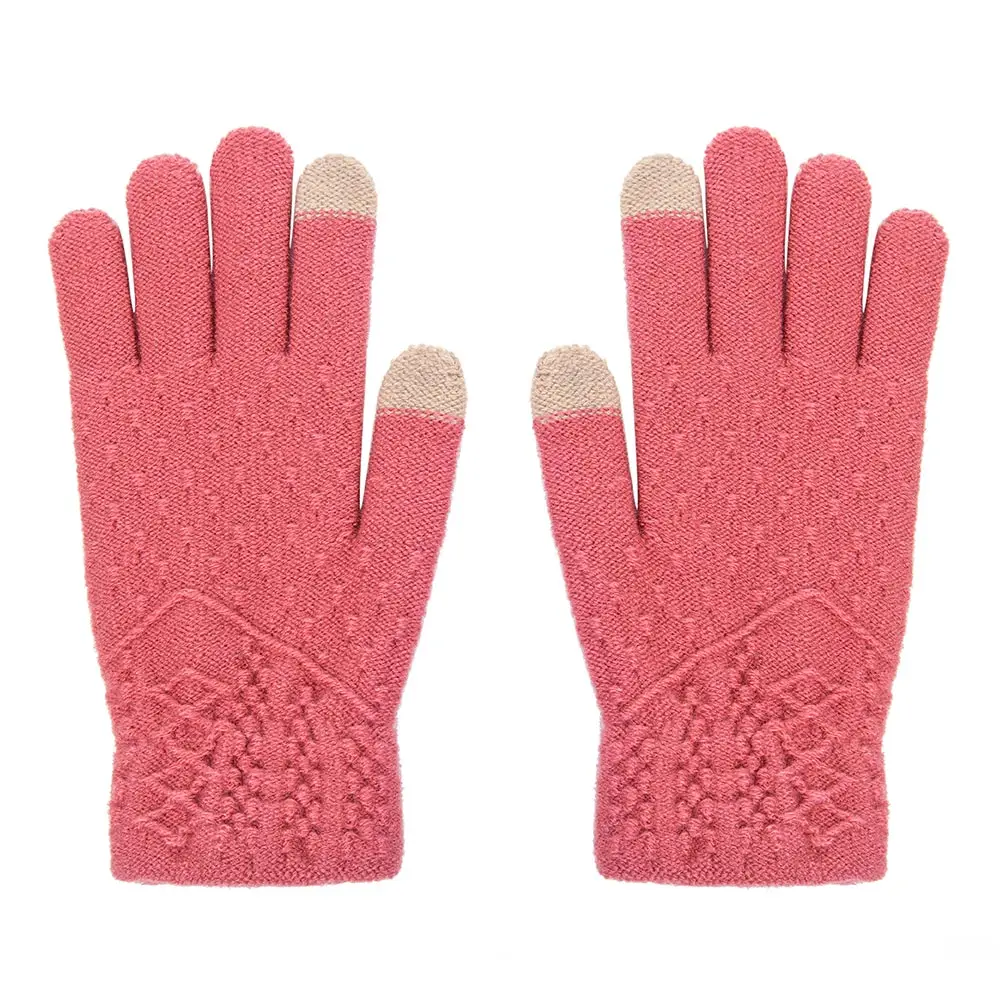 Зимние женские вязаные перчатки для сенсорного экрана теплые эластичные мужские вязаные варежки Имитация шерсти нескользящие перчатки для сенсорного экрана