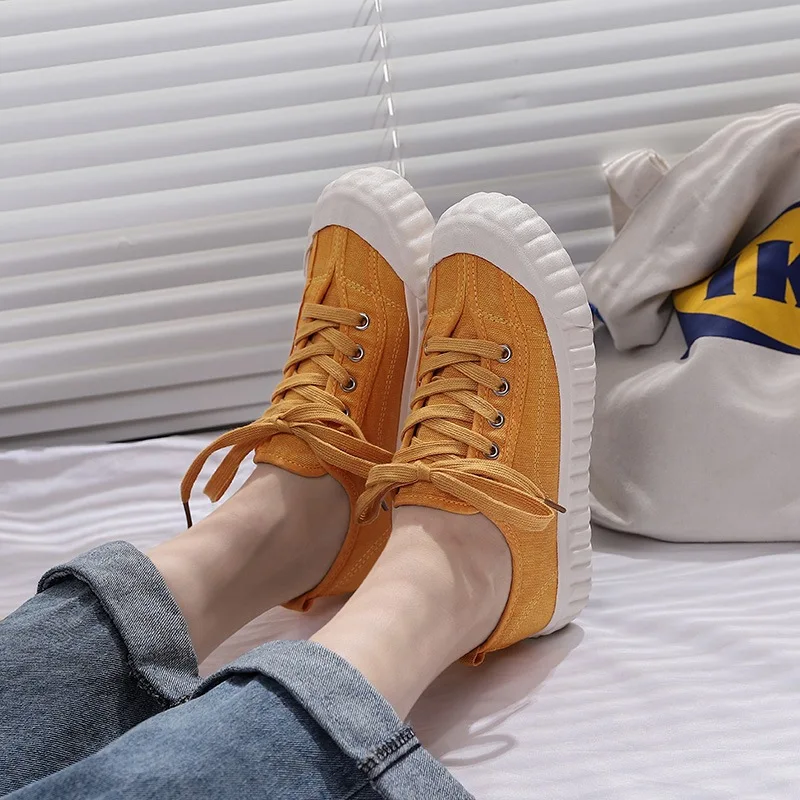 

2019 autumn new flat shoes women fashion simple solid color canvas shoes comfortable wild casual shoes
