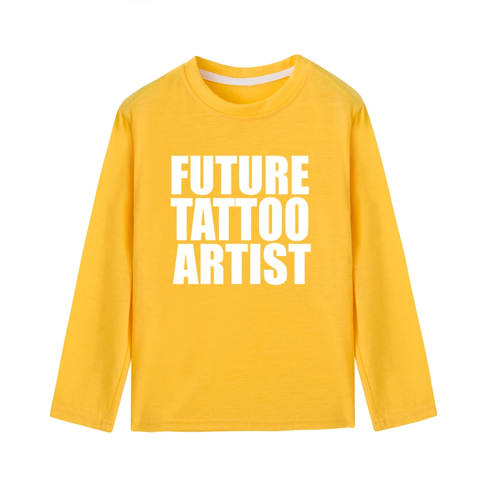 Осенняя детская мягкая футболка унисекс; молодежная одежда с длинными рукавами; детская футболка с надписью «Future Tattoo Artist»; крутой костюм - Цвет: 44V8-KLTYE-
