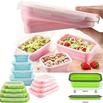 

Silicone Lunch Box Foldable Food Storage Bento Box Bowl Food Container for Kid Microwave Portable Picnic Camping Outdoor Product