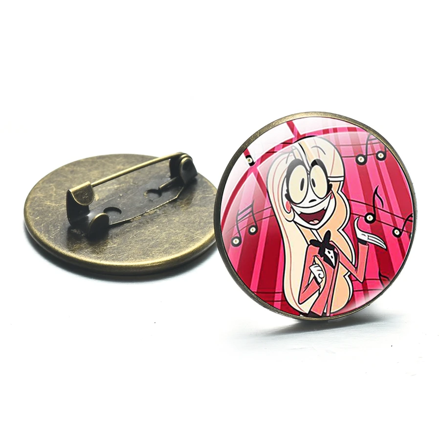 Style 16 SIAN Мультфильм фотографии Hazbin отель брошь одежда значок Мода Аниме Charlie Alastor Angel серии Стекло Круглый драгоценный камень рюкзак булавки - Окраска металла: Style 16