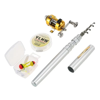 

Fishing Rod Reel Combo Set, Mini Telescopic Portable Pocket Pen Fishing Rod Pole,Fishing Reel,25M Fishing Line ,Baits Jig Hooks