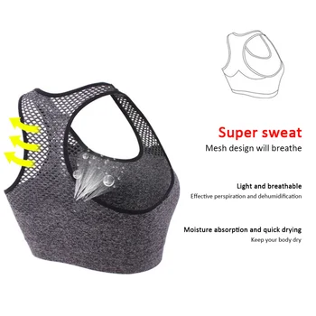 Sports Bra Women Yoga Running Workout Mesh Breathable Medium Supports Fitness Activity 4