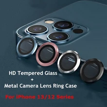 Dla iPhone 13 12 Pro Max osłona obiektywu kamery metalowy pierścień szklany dla iPhone 11 12 13pro max 13mini 13pro osłona ochronna tanie tanio ALANGDUO Przezroczysty TEMPERED GLASS FOLIA HD Folia hartowana CN (pochodzenie) APPLE Folia na tył Titanium Alloy Camera Lens Glass
