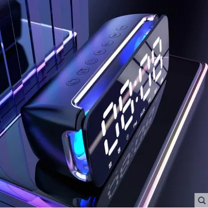 Black LEORY T68 сабвуфер динамик светодиодный беспроводной стерео bluetooth двойной громкоговоритель аудио с микрофоном поддержка будильника fm-радио - Цвет: Black