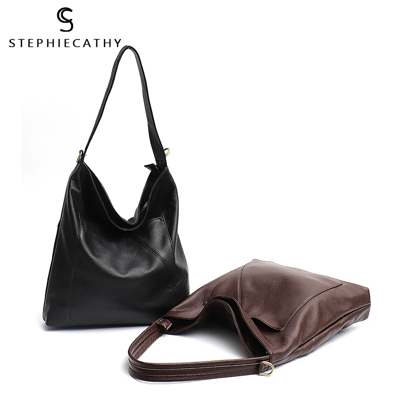 SC винтажная женская сумка-тоут, роскошная натуральная кожа, Хобо, женская сумка на плечо, мягкая кожа, большая вместительность, Женская Повседневная сумка через плечо