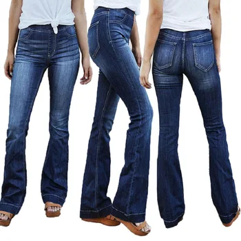 Pantalones vaqueros De pierna ancha para Mujer, Pantalones ajustados, pantalón lavado, pierna ancha, 2020