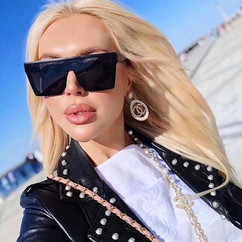 round sunglasses Luxury Black Oversized Square Sunglasses Woman Fashion Vintage Style Sun Glasses Female Brand Designer Big Frame Oculos De Sol ray ban sunglasses women