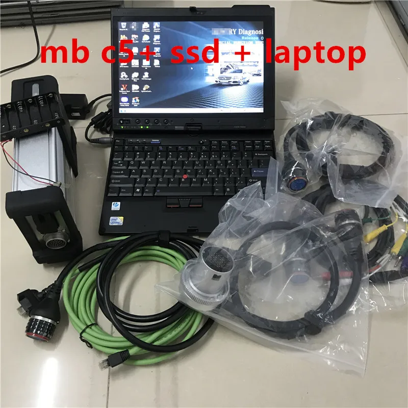 Mb sd c5 star diagnosis с hdd/ssd новейшее программное обеспечение,12+ ноутбук thinkpad x200t сенсорный экран для автомобилей и грузовиков сканер - Цвет: c5 ssd with laptop