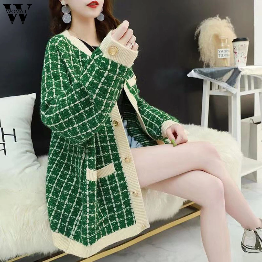 Womail, Женская куртка, Осень-зима, длинный кардиган, свитер, пальто, женская мода, длинный рукав, вязанный крючком, для девушек, вязаные куртки, топы