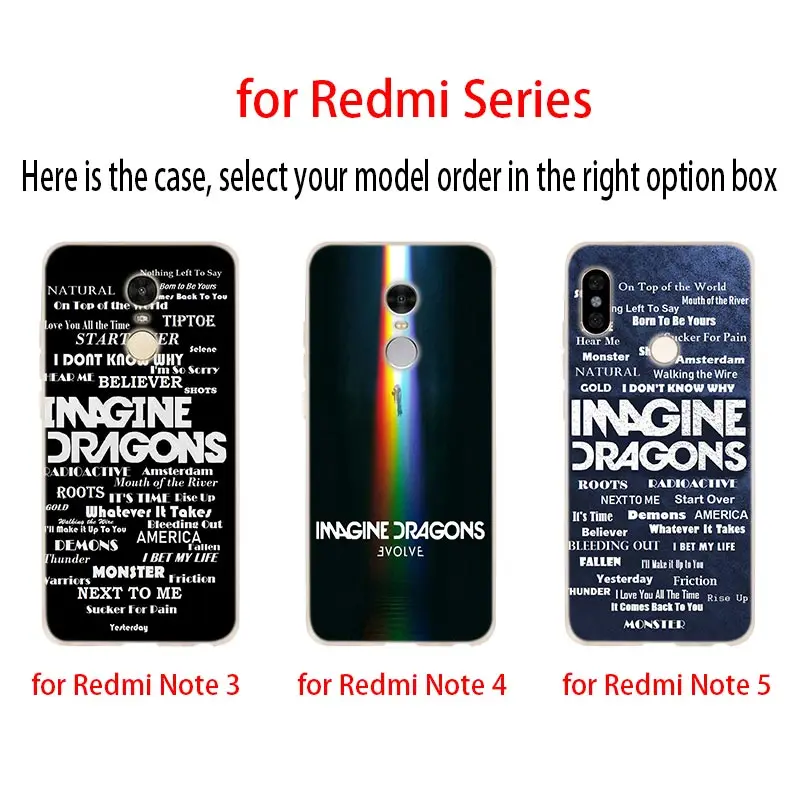 imagine dragons night music Soft Case Cover For Xiaomi Redmi Note 10 9 8 7 6 5 Pro 10s 9s 9T 8T Bag