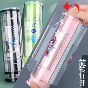 新流砂ペンケース多機能円筒電卓文具ペンホルダー DOM668
